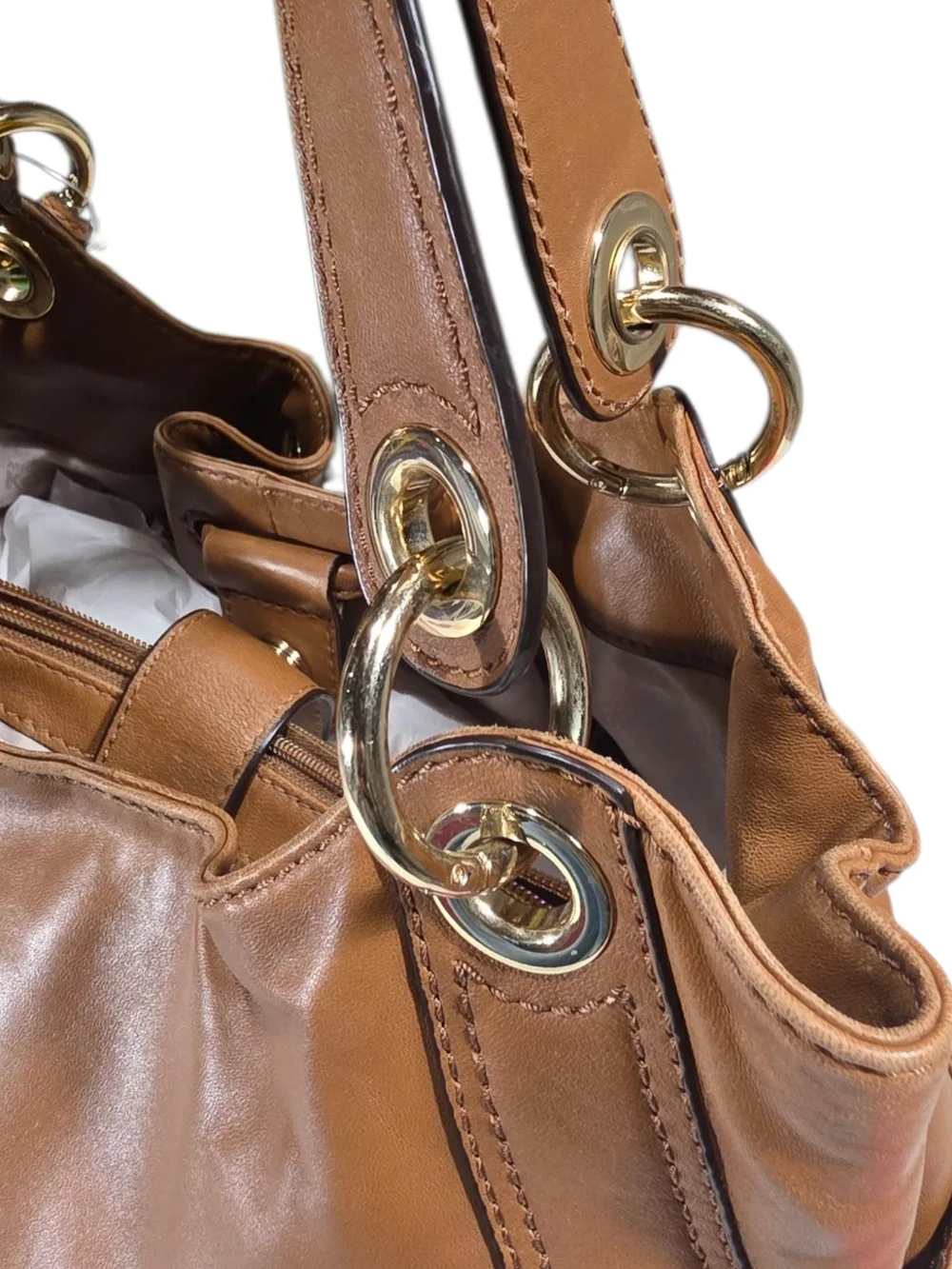Michael Kors Tan Leather Drawstring Shoulder Bag - Picture 5 of 11